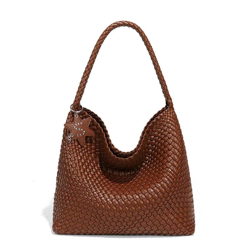 工厂定制大容量单肩腋下托特包时尚手工编织包女士手提百搭子母包