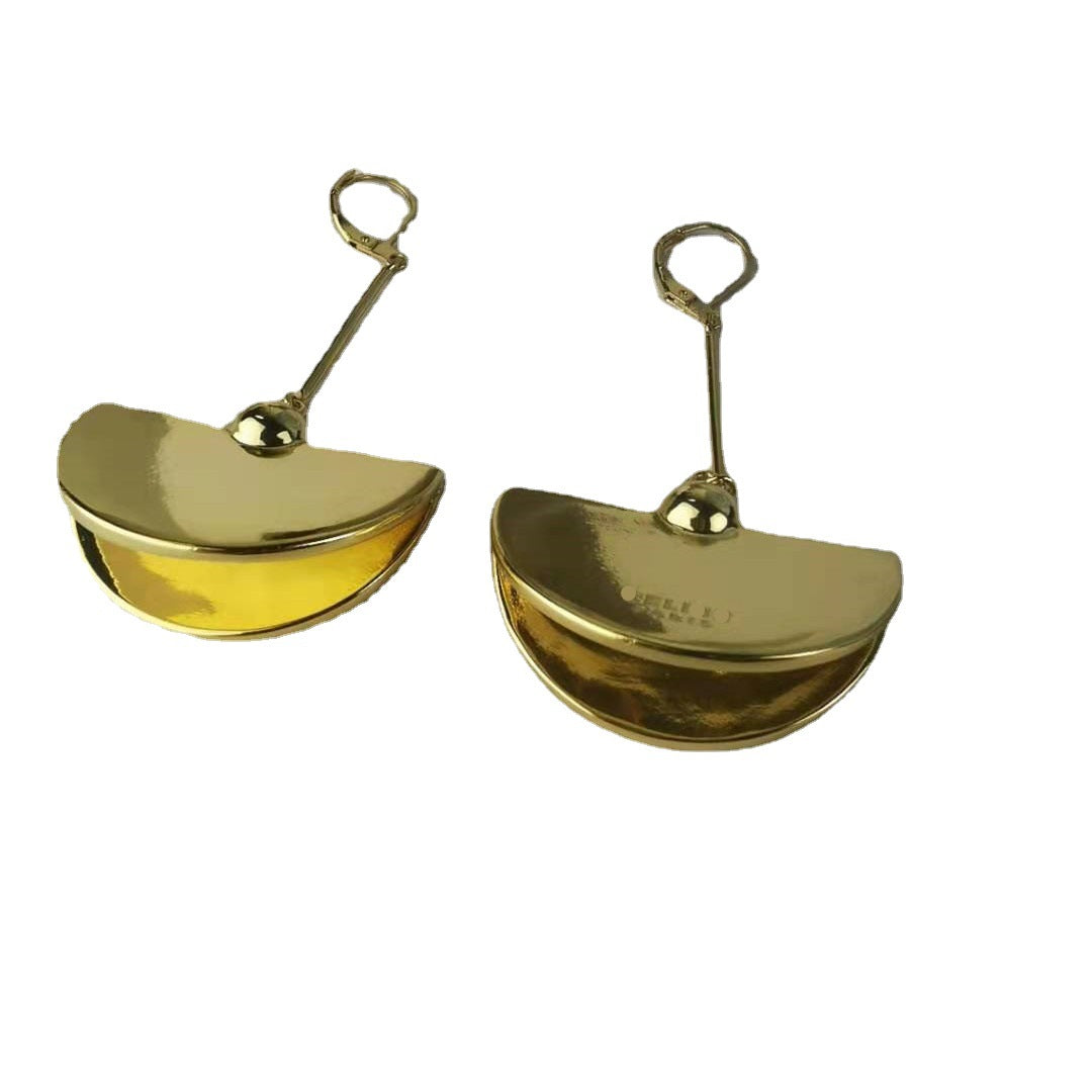 赛家新款celi折叠圆片垂吊耳环几何设计感半圈长款耳圈时髦大方