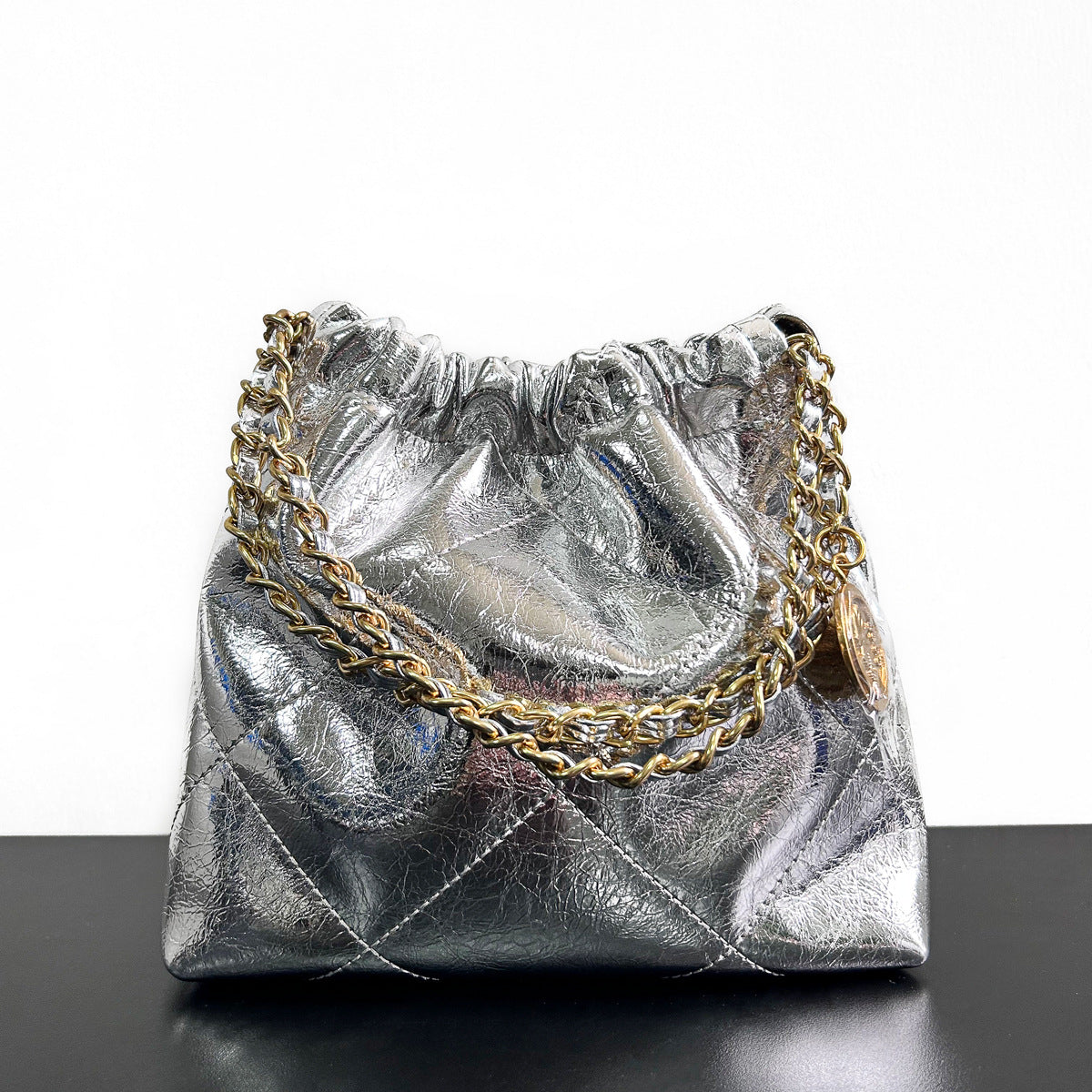 小众设计真皮水桶包女大容量托特包小香风链条单肩包高级感腋下包