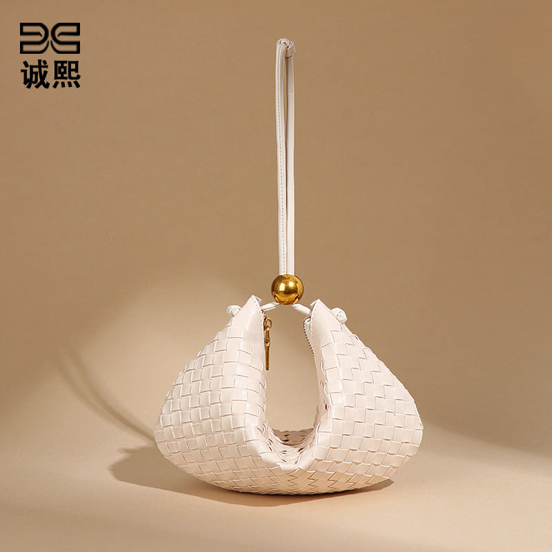 新款时尚休闲百搭腋下包小清新女士纯色单肩饺子包外贸批发小包包