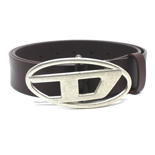 美式复古银色扣D字母腰带男女通用百搭装饰连衣裙牛仔裤皮带工厂