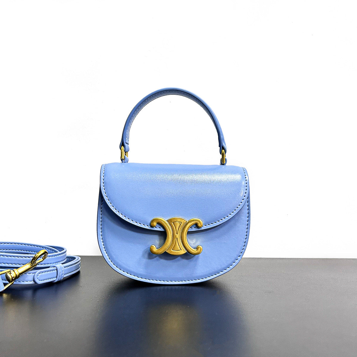 2023新款头层牛皮凯旋门手提包真皮马鞍包时尚百搭单肩斜挎小包包