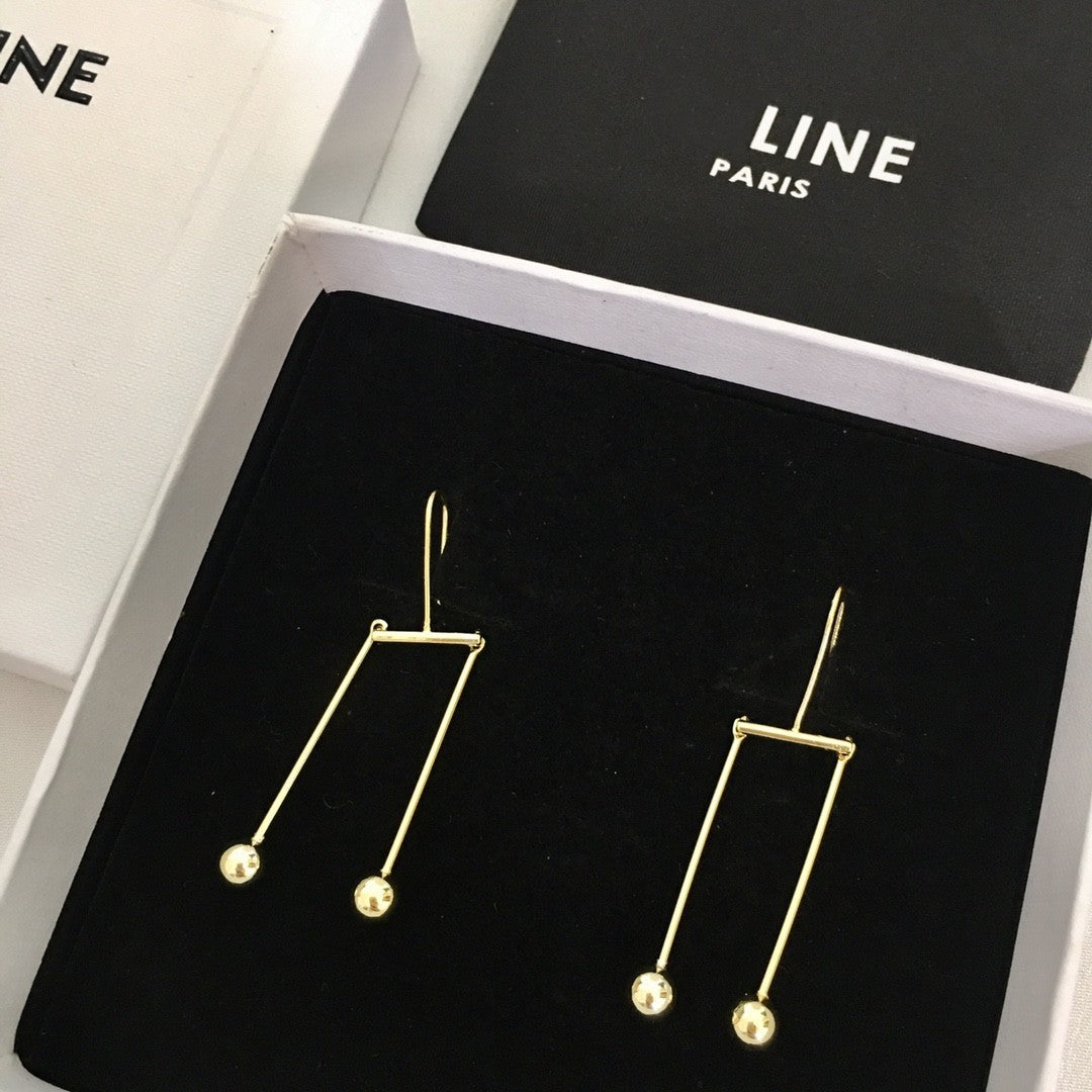 赛林23新款天平耳环女高级感气质冷淡风线条丁丁耳饰