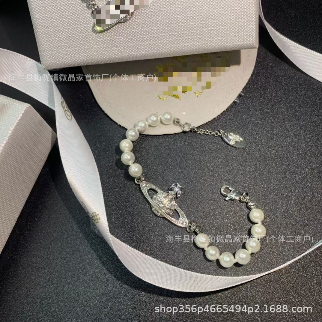 高版本西太后土星珍珠项链女薇薇安经典回形针土星珍珠链工厂直销