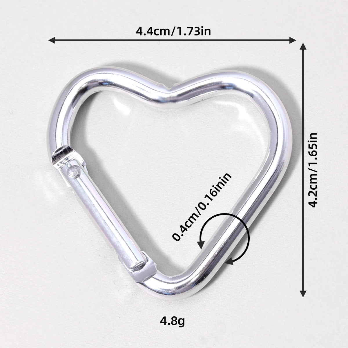 跨境代发贴标银色登山扣合金快挂扣心形钥匙扣背包扣爱心弹簧