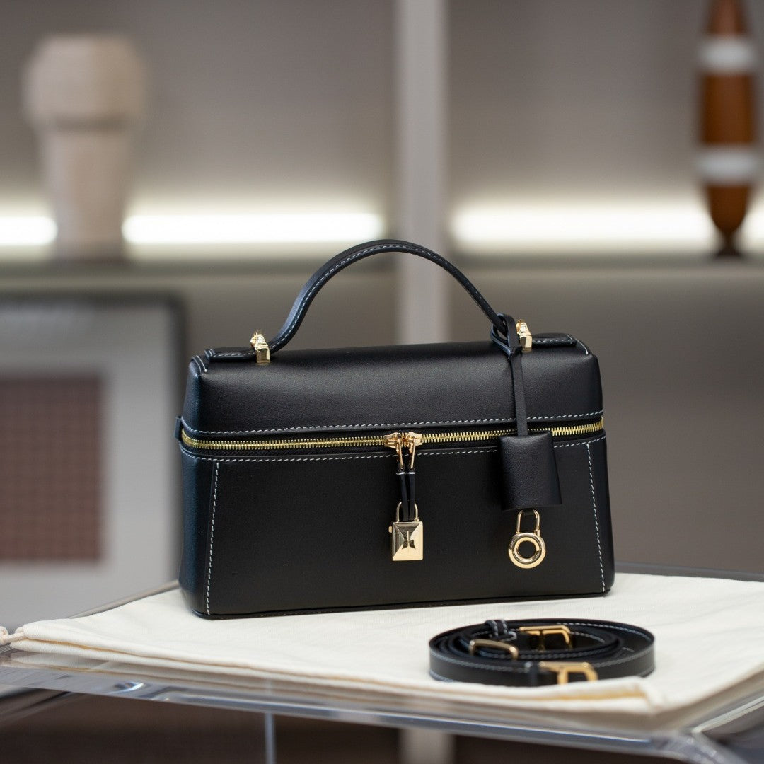 2025夏季款包包百搭牛皮lp饭盒包小众高级感真皮女包跨境斜挎包