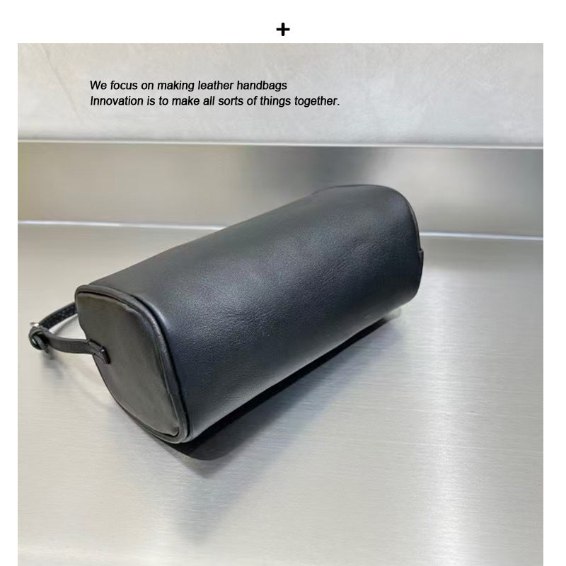 25秋冬90'S同款笔袋迷你小包圆筒笔袋包女士羊皮休闲百搭手提包