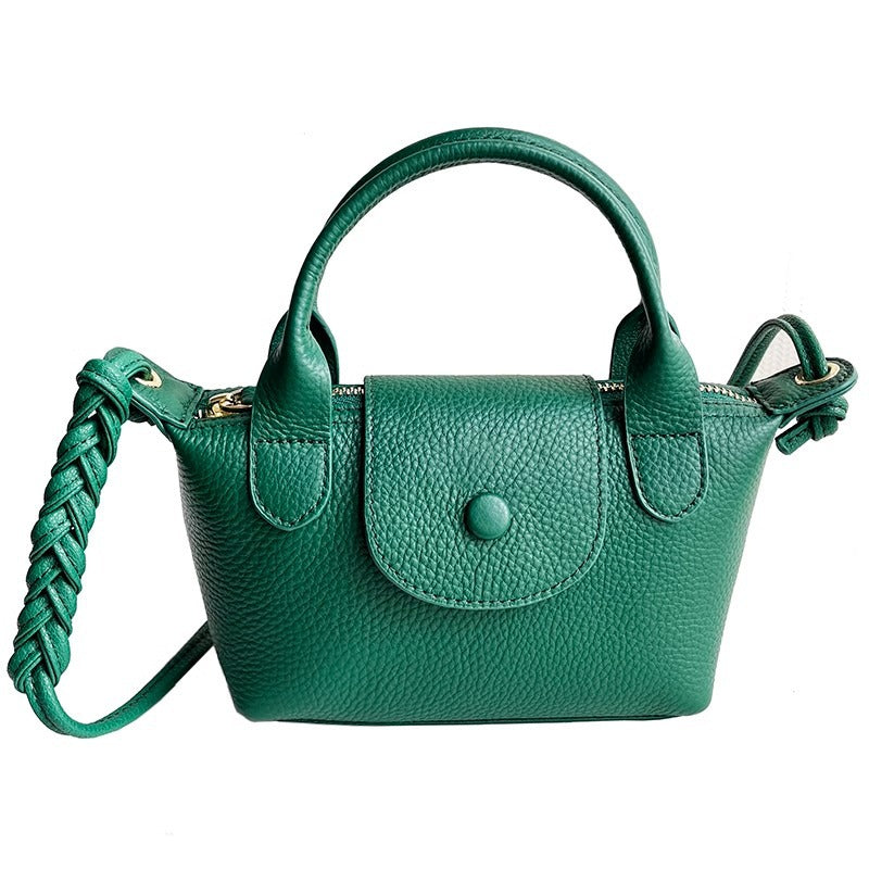 TOGO头层牛皮迷你饺子包包女ins质感单肩包手提手机包真皮斜挎包