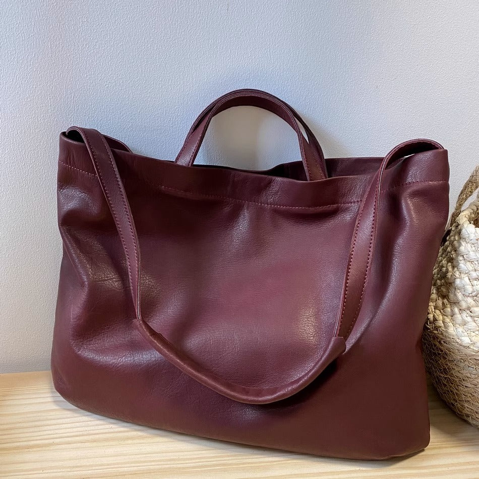 慵懒风头层牛皮大包女托特软皮单肩包女包手提购物袋日系复古直播