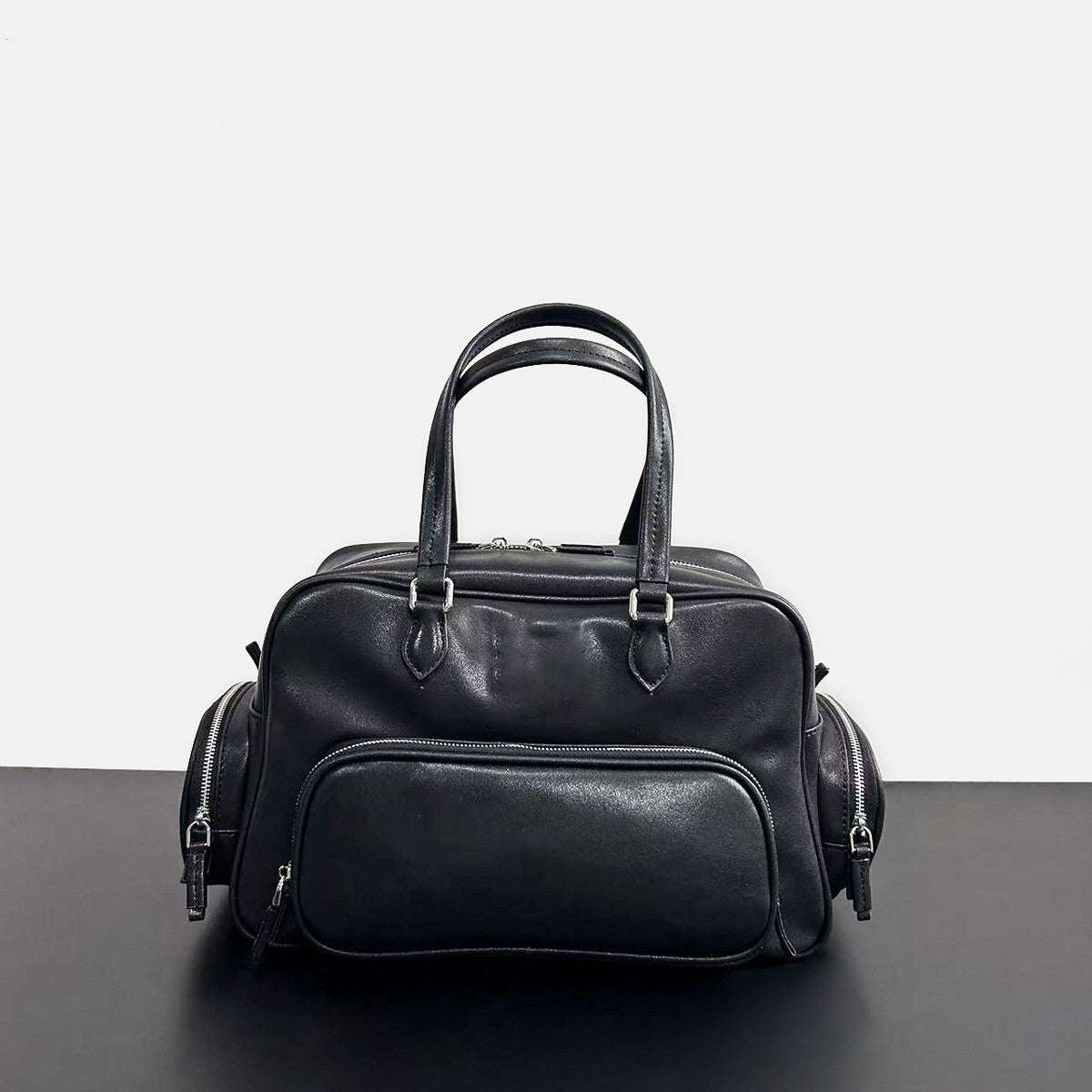 2024新款高级复古口袋机车包时尚通勤手提包大容量单肩大包包女