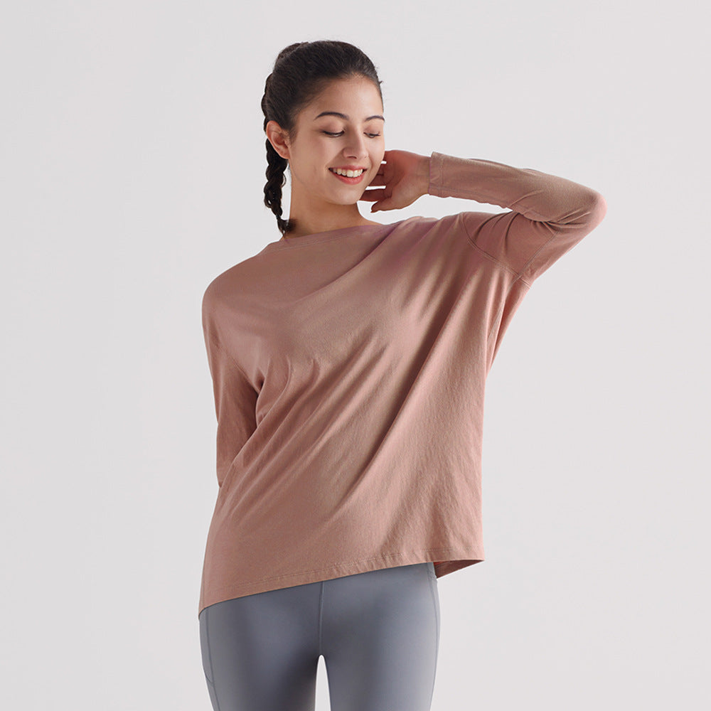 宽松运动上衣女透气速干健身短袖T恤防晒瑜伽服龟背长袖休闲罩衫