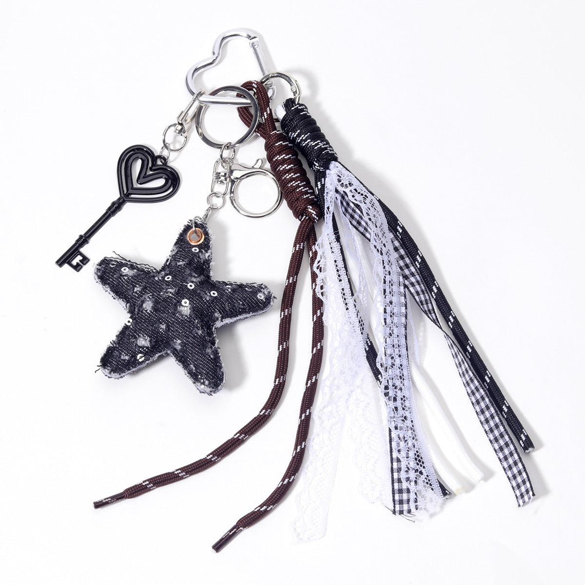 量大价优跨境直供五角星PU皮革包挂牛仔布挂件包包挂吊饰钥匙扣
