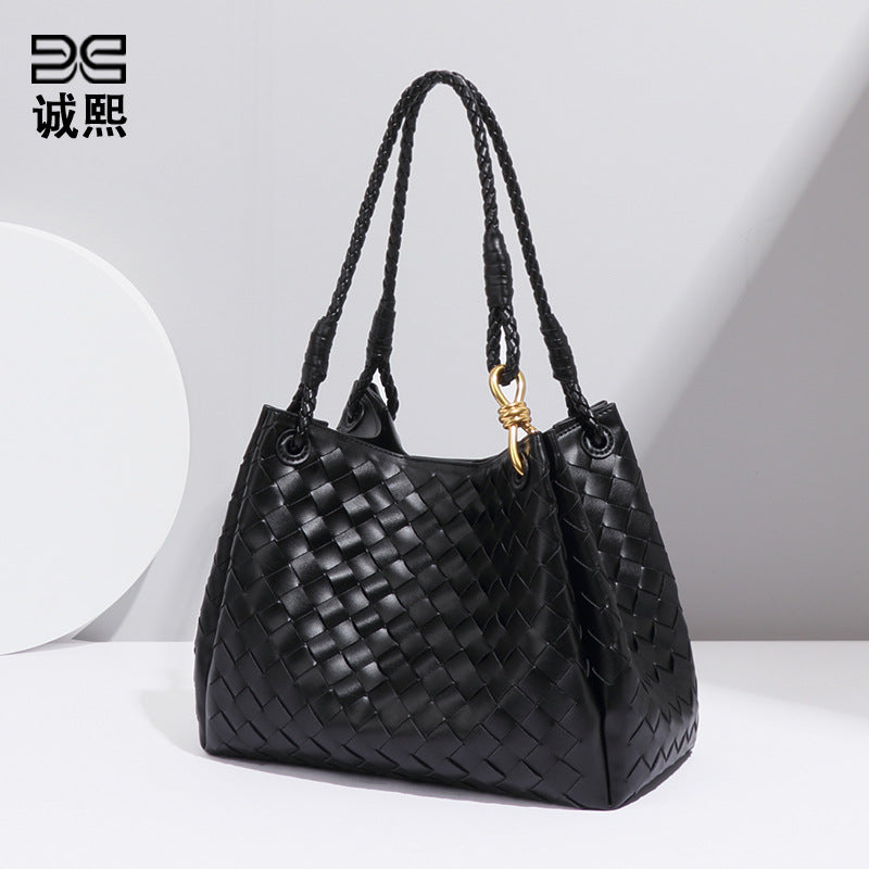 轻奢百搭两件套子母包高级感编织单肩腋下包大号降落伞手提水桶包