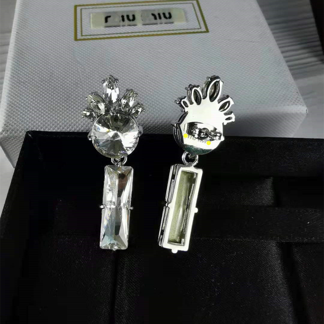 缪家新款仿水晶皇冠耳环女镶钻气质高级大气INS风耳饰水钻耳钉