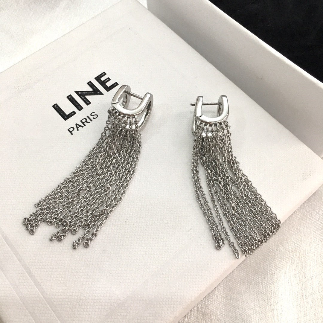 赛林家新款长款流苏耳环女高级感气质欧美时尚链条耳环网红耳饰