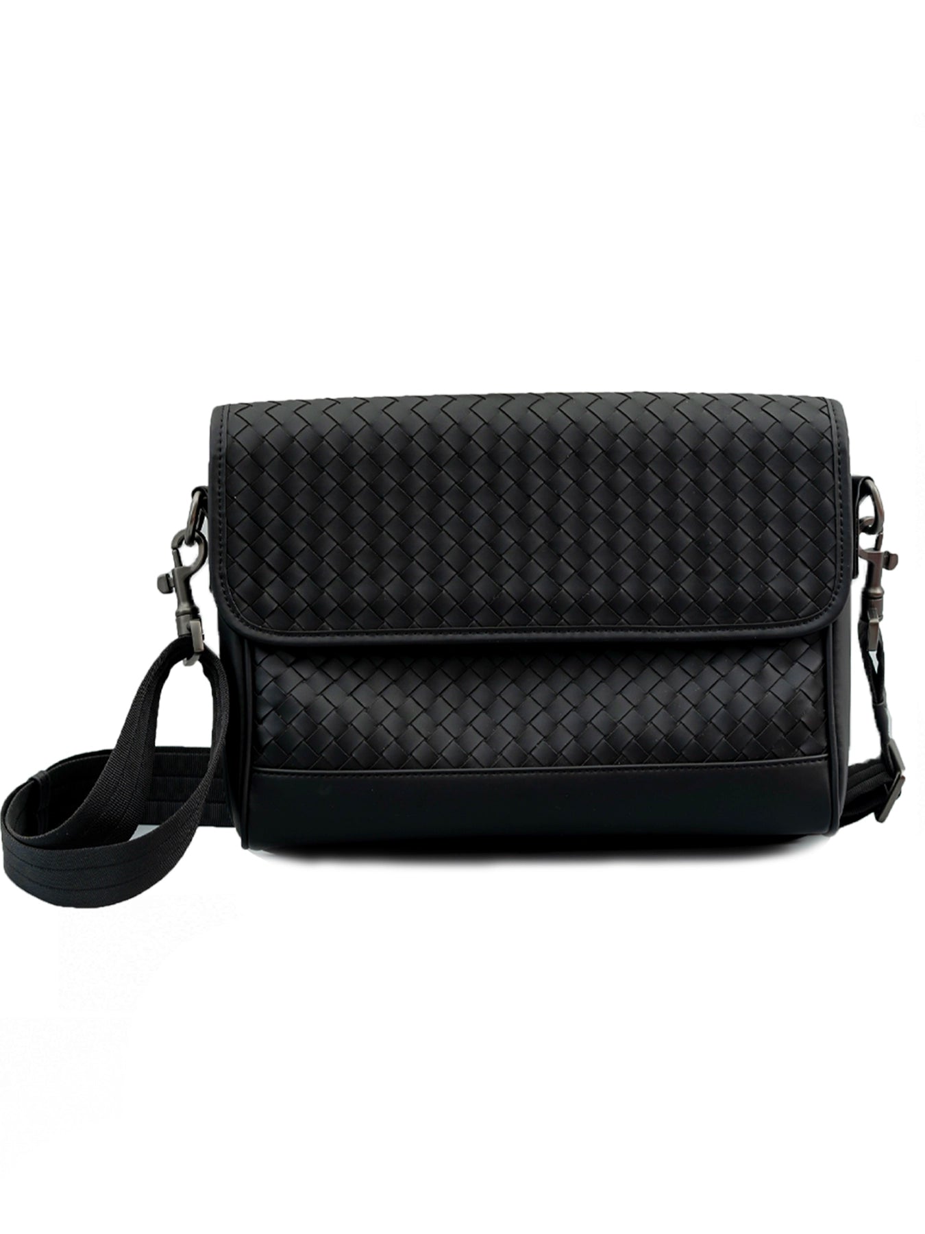 X&BV新款单肩斜挎包男真皮商务编织男包小挎包横板翻盖小背包休闲