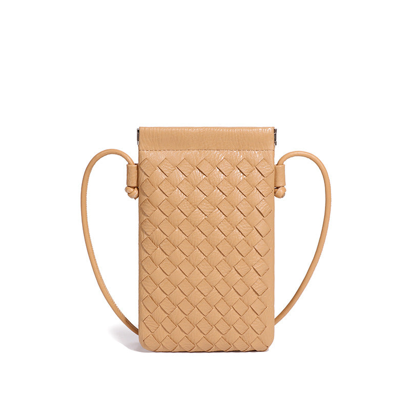 工厂直销竖款手机小方包时尚手工编织包包迷你可爱纯色单肩斜挎包