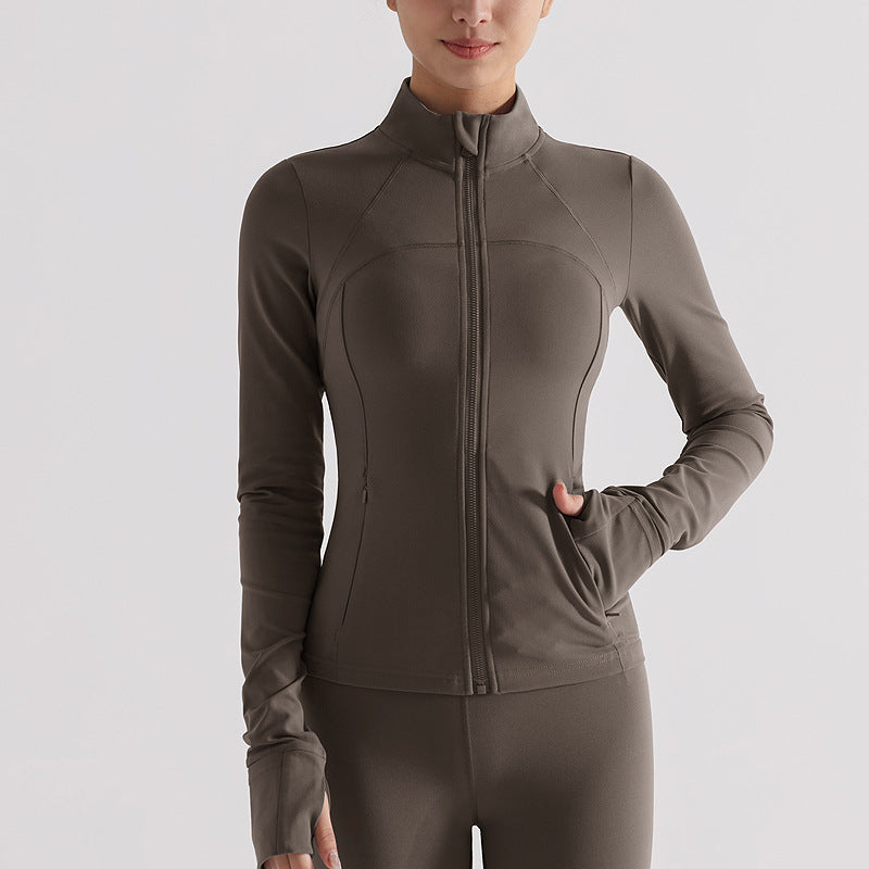 磨毛lulu瑜伽服外套女秋冬运动健身户外跑步训练修身抑菌长袖上衣