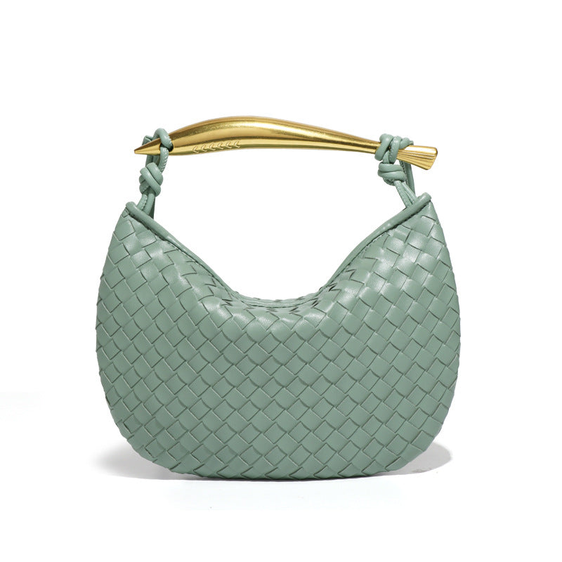 外贸新品纯色饺子包手工编织包半月沙丁鱼手提包休闲单肩斜挎女包