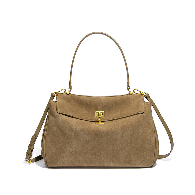 高级感气质手提女包大容量潮流磨砂麂皮绒斜挎包休闲单肩凯利包包