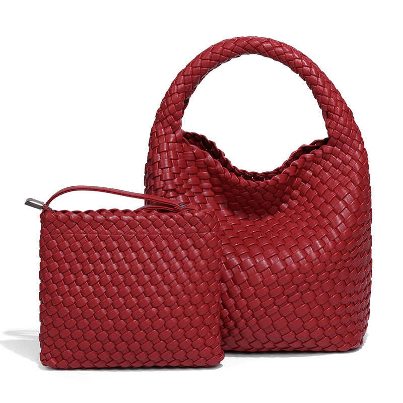 女包工厂2025新品手工编织包包女单肩斜挎腋下手提时尚子母托特包