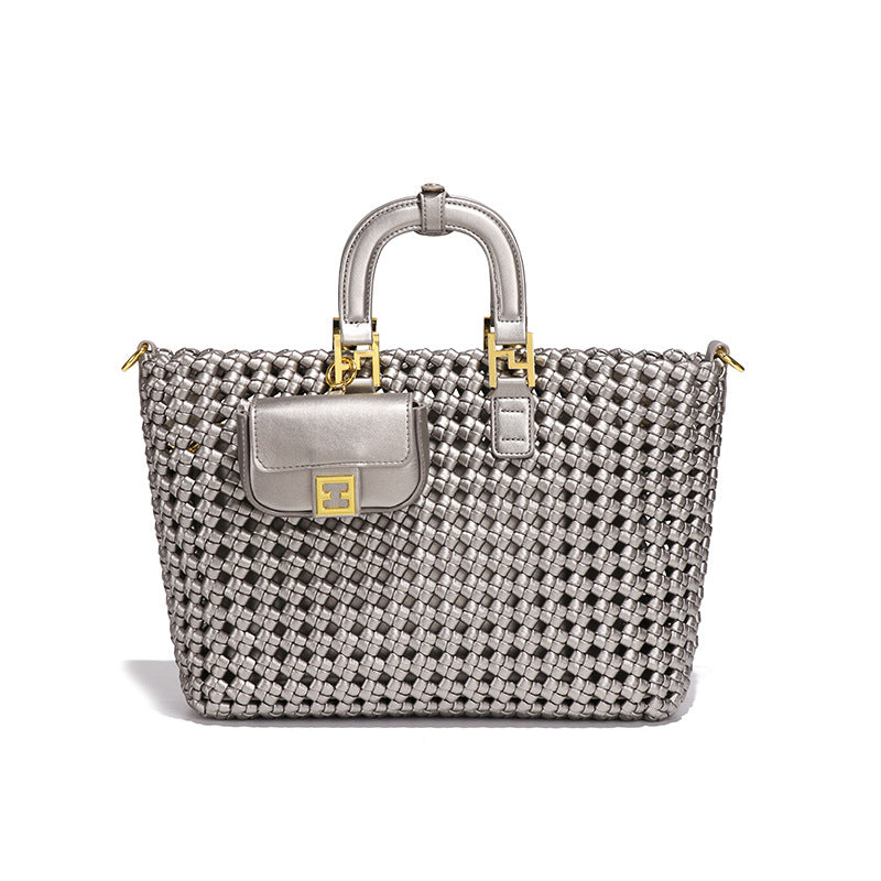 夏季休闲百搭大容量托特手提包手工编织包包简约三件套单肩斜挎包