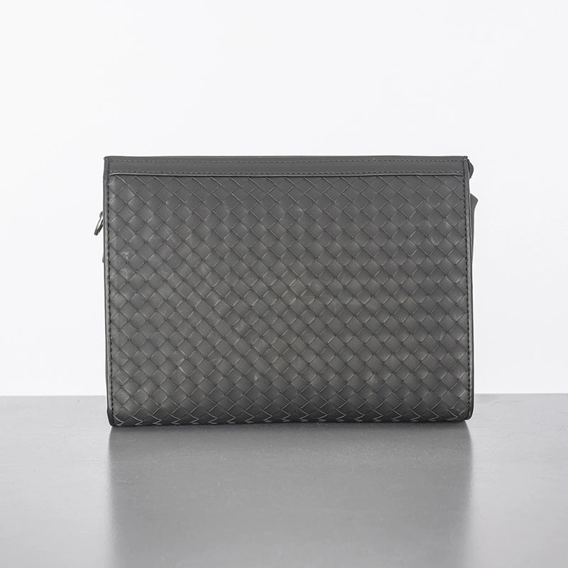 X&BV新款男士包包真皮休闲商务手拿包男时尚大容量编织潮牌手包男