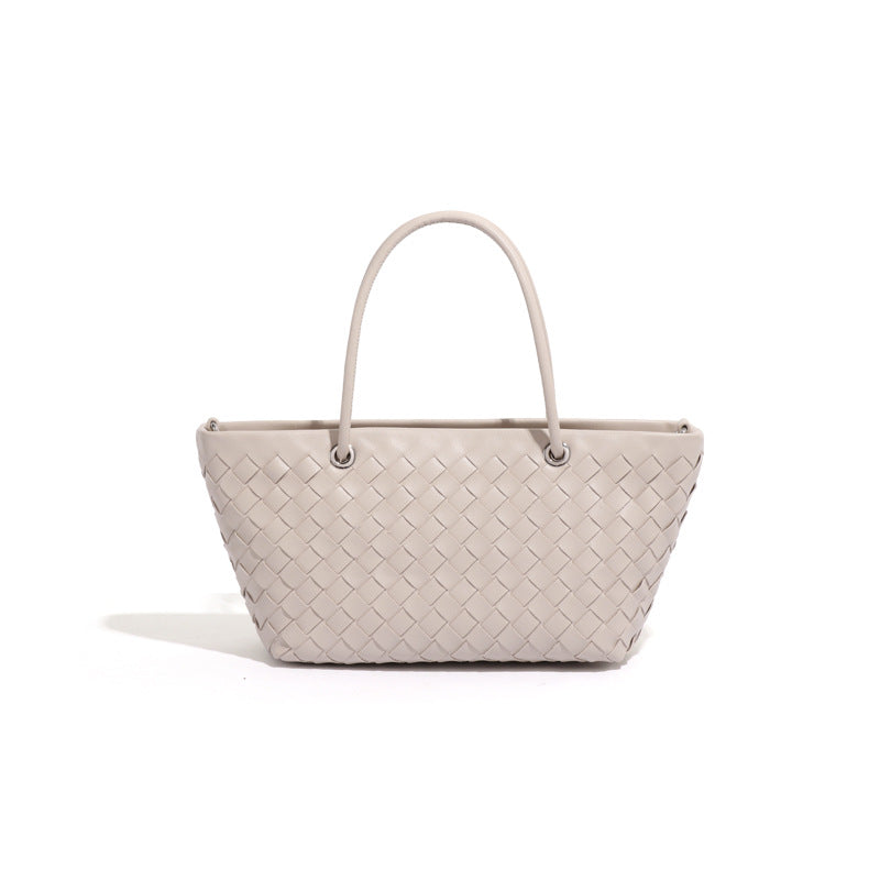 跨境欧美时尚女包手工编织批发简约高级大容量手提单肩斜挎托特包