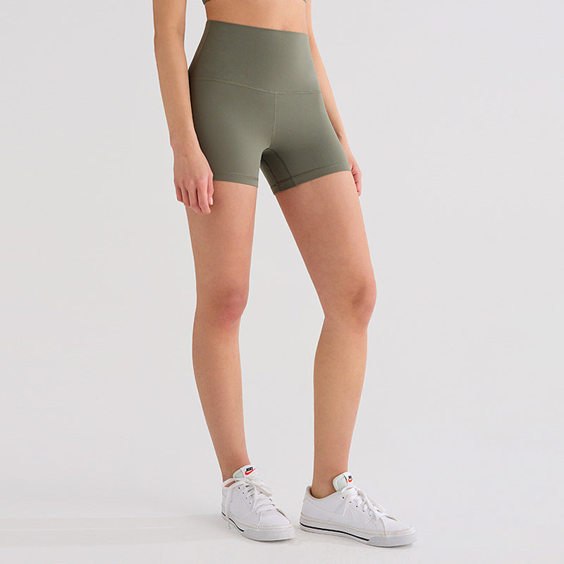 INFLACHI三分lulu瑜伽裤女磨毛高腰健身裤骑行短裤速干运动紧身裤