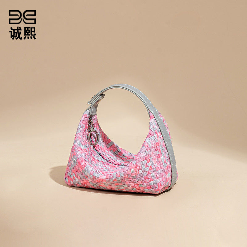 时尚彩色小包包女2025新款手工编织饭盒包迷你可爱手拎单肩斜跨包