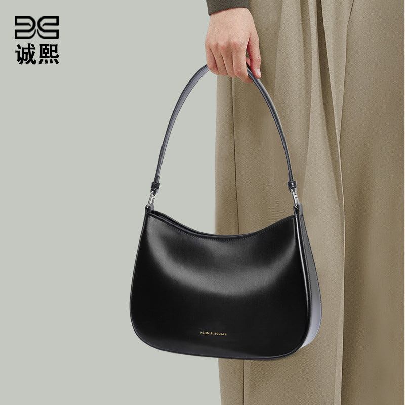 复古高级感手提单肩包韩国小众潮流百搭新月包外贸质感简约腋下包