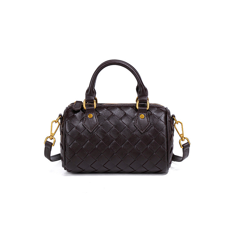 跨境新款手工编织女包气质百搭波士顿包手拎枕头包休闲单肩斜跨包