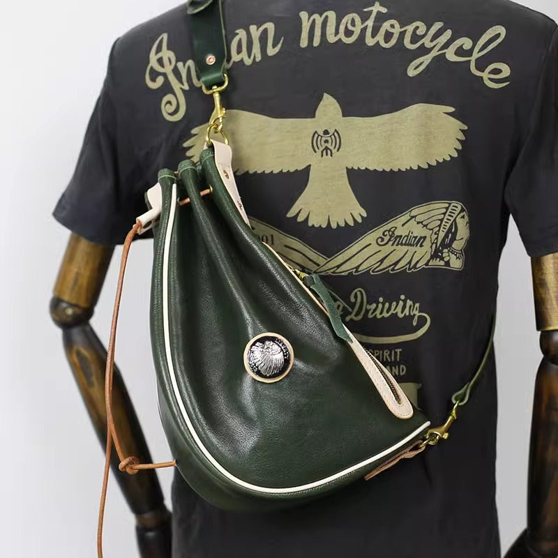 红月饺子包真皮防redmoon植鞣皮复古斜挎胸包哈雷男腰包机车包