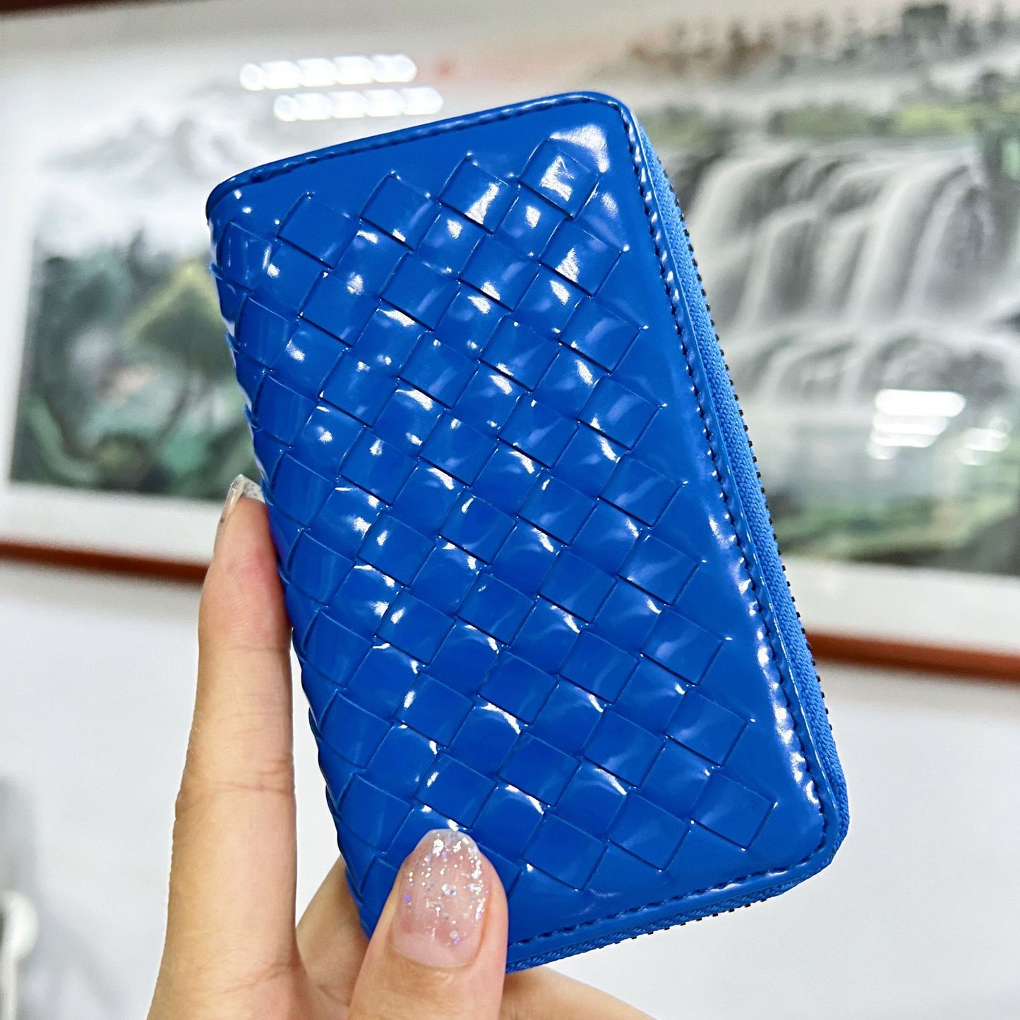 迷你小香风口红包斜跨菱格链条女2024新款潮洋气带镜子补妆小包包