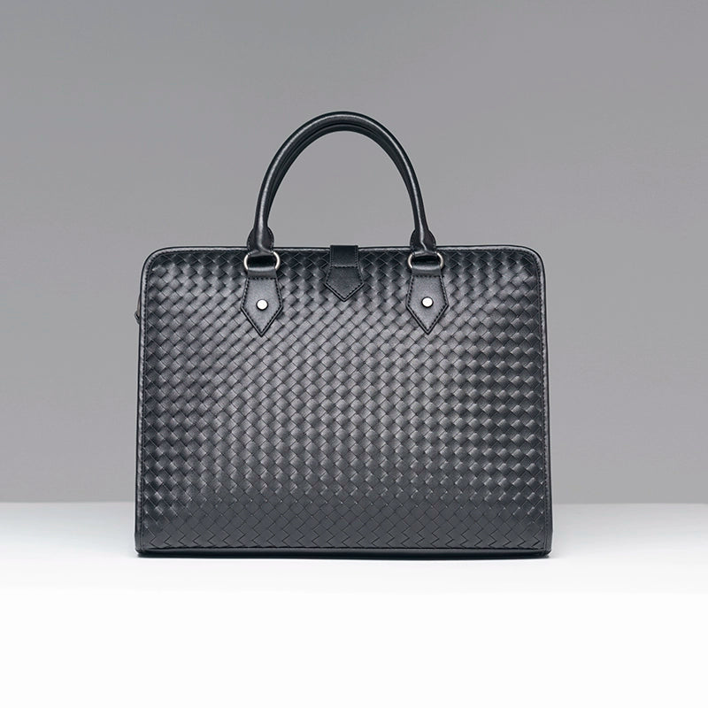 x&bv公文包男士手提包商务休闲编织男包电脑包真皮大单肩斜挎包男