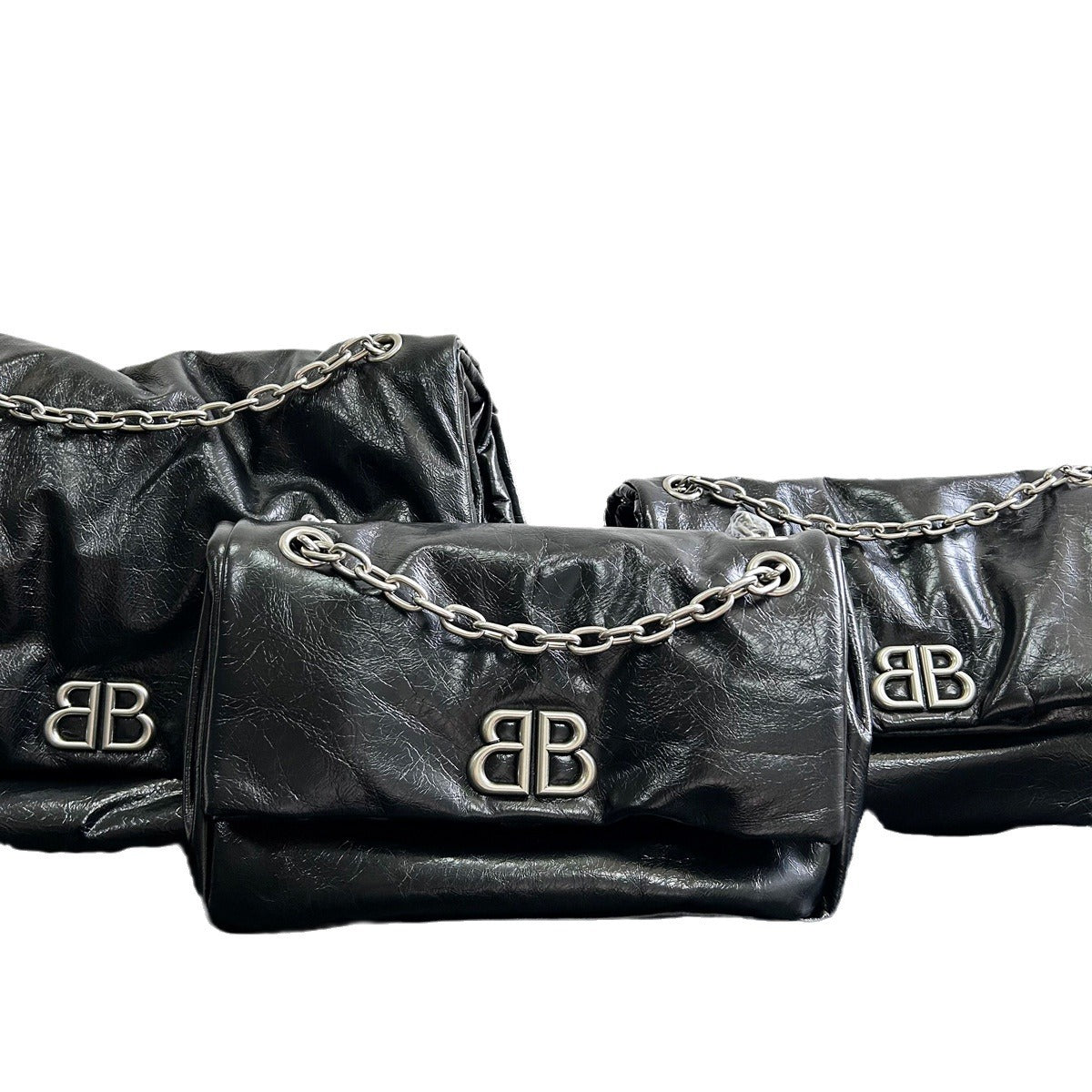 小众设计褶皱羽绒邮差包2023新款大容量甜酷女孩斜挎包单肩大包女