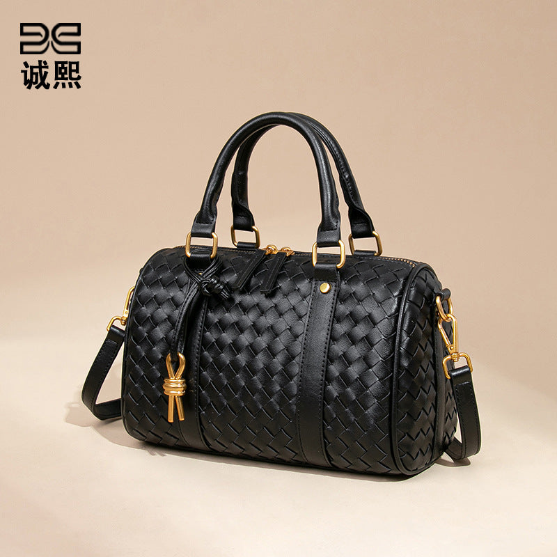 个性高级感复古手提包实用百搭单肩斜挎手工编织女包波士顿枕头包