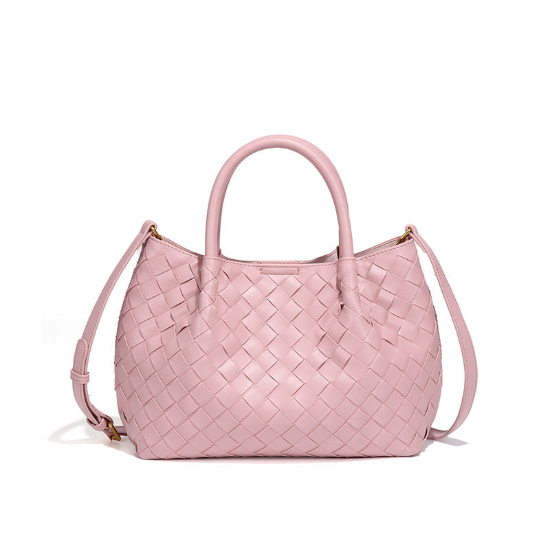 高级感韩版手拎包休闲单肩斜挎包时尚手工编织女包休闲子母托特包