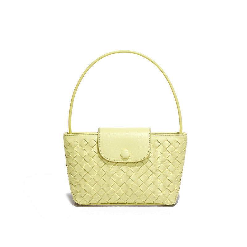 广州工厂批发包包女马卡龙可爱时尚编织手拎腋下包翻盖单肩斜挎包