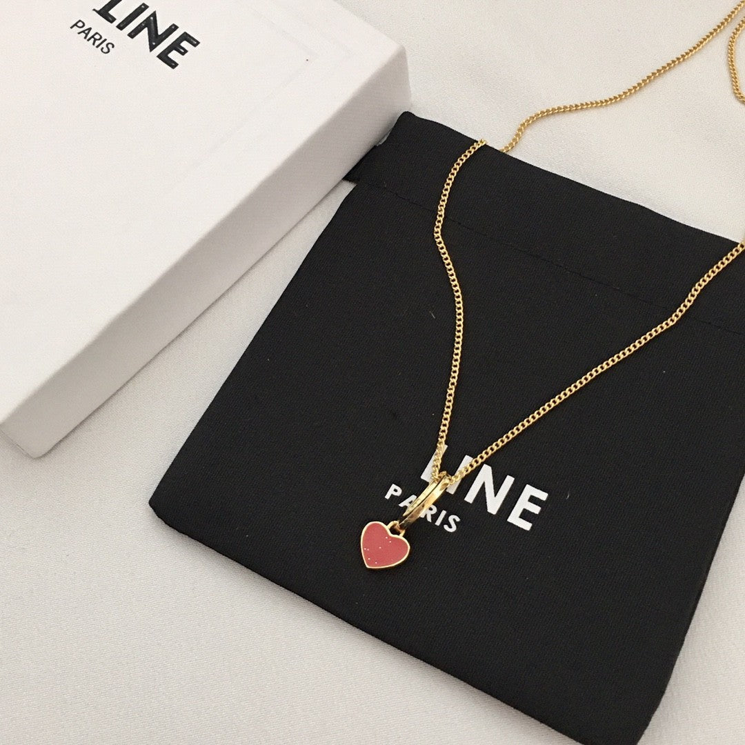 赛林22新款红心项链女个性气质甜美CEL风心形锁骨链爱心吊坠颈链