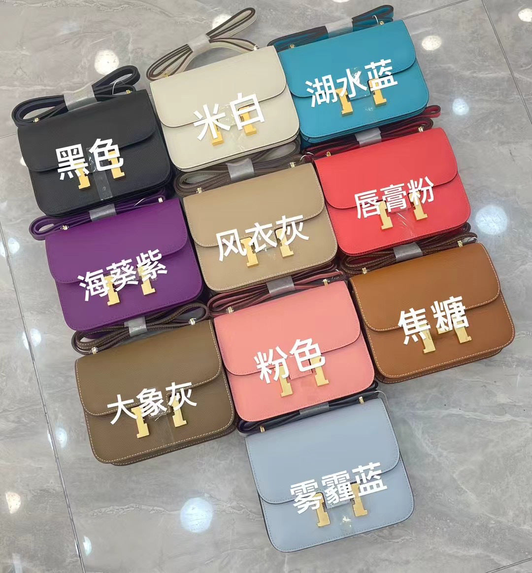 H扣康康包头层牛皮高级感空姐包经典百搭斜跨小方包时尚真皮女包