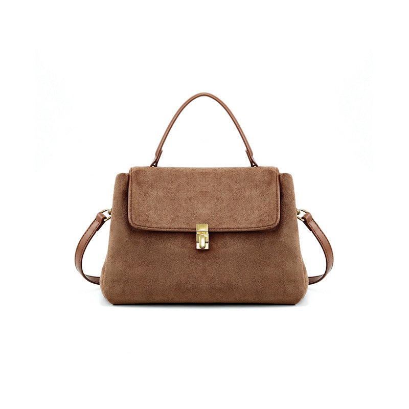 复古绒面托特包ins百搭通勤磨砂单肩斜挎包大容量邮差包一件代发