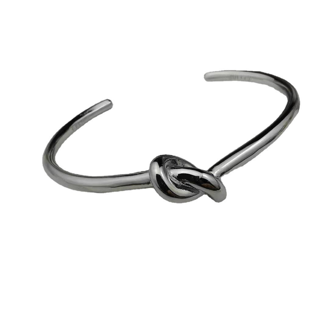 赛家新款打结手镯高级感时尚气质极简风镀金厂家批发开口光面手环