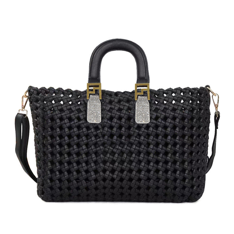 夏季休闲百搭大容量托特手提包手工编织包包简约三件套单肩斜挎包