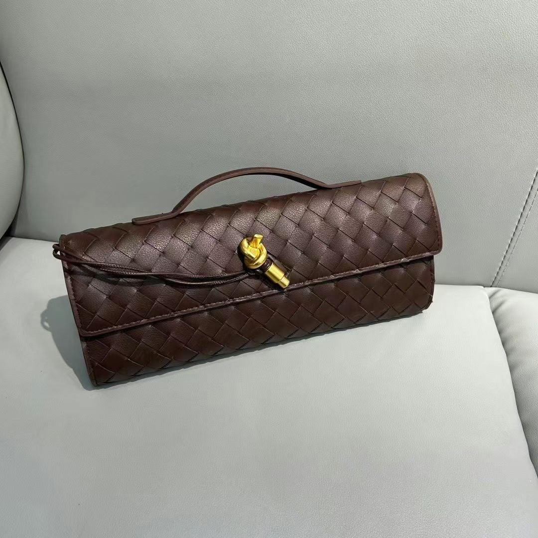 2024新款编织晚宴包牛皮手提包高级横款手提包单肩斜挎包优雅