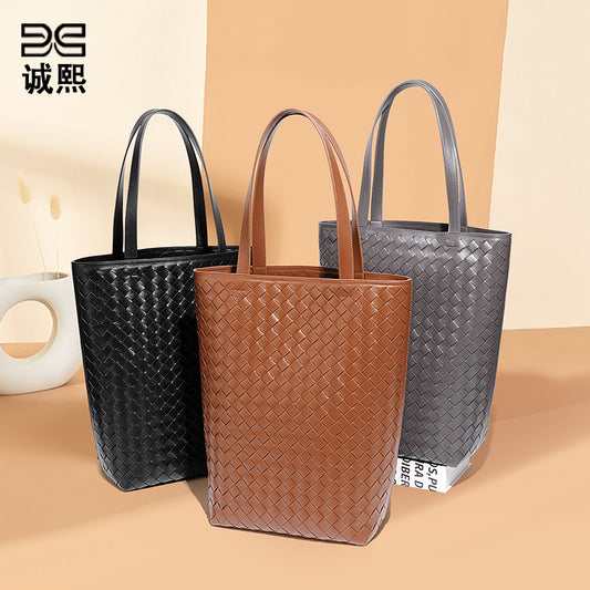 欧美潮流定制手工编织包包复古单肩托特包大容量手提包百搭子母包