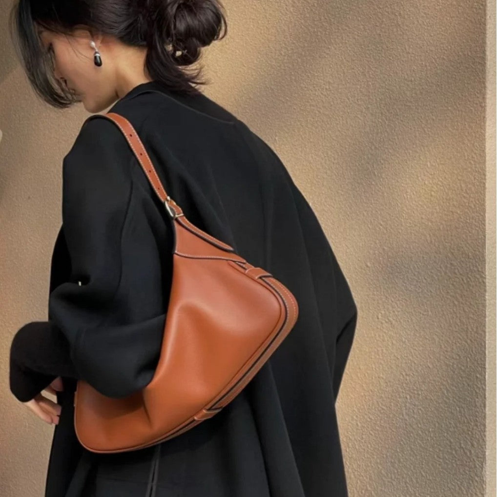 romy法式慵懒松弛感通勤包百搭真皮凯旋门女包大容量月牙饺子包女