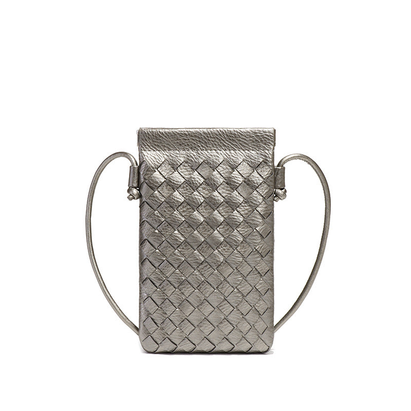 工厂直销竖款手机小方包时尚手工编织包包迷你可爱纯色单肩斜挎包