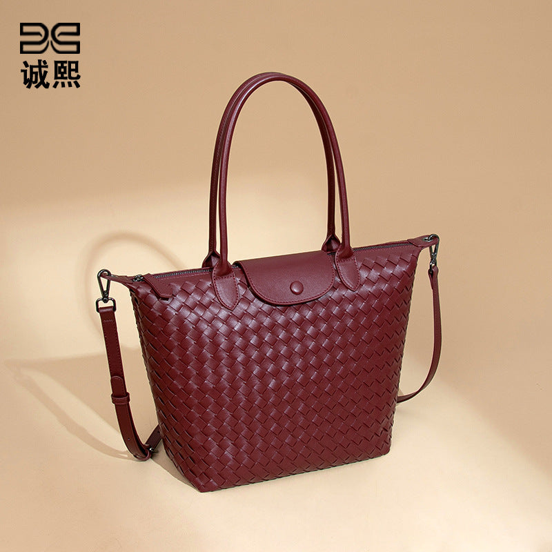 手工编织大号龙襄饺子包高级感气质手提女包百搭斜挎大容量单肩包