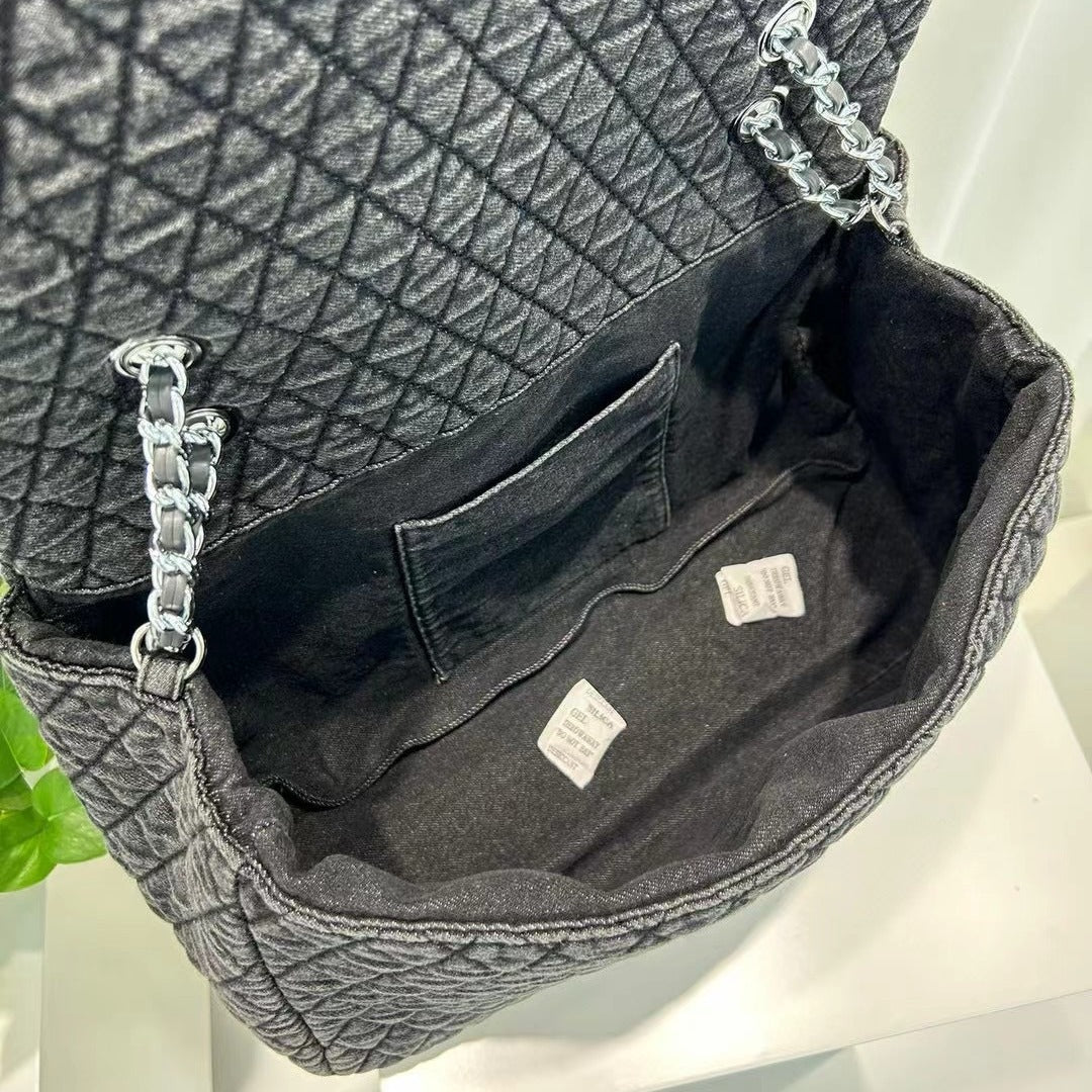 预售新款潮水墨染牛仔流浪包菱格链条包短途旅行斜挎秋冬单肩包